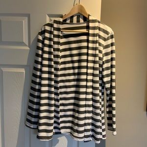 White and Gray Striped Cardigan